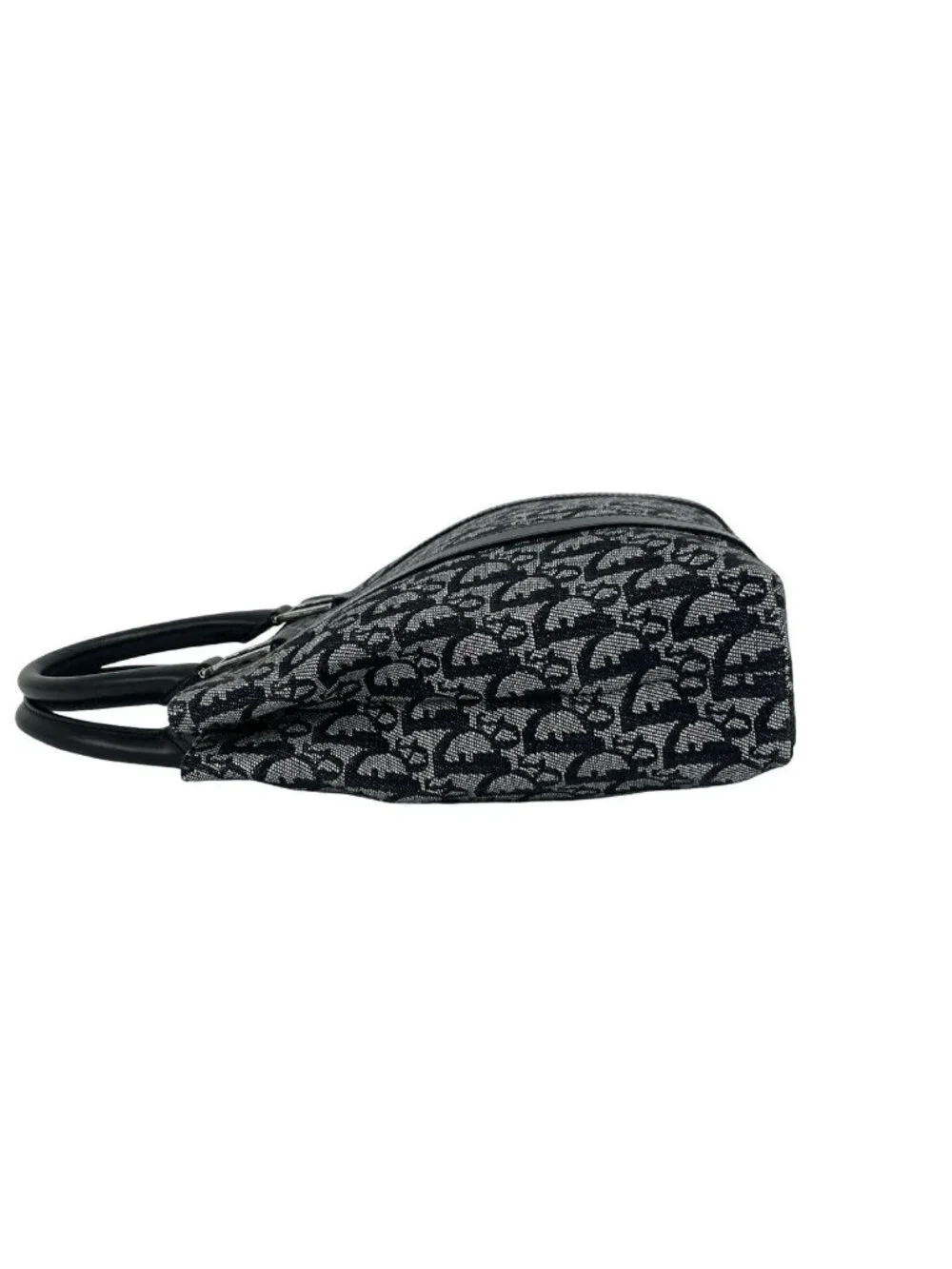 Dior Trotter Pattern Canvas Leather Handbag Mini Tote Black